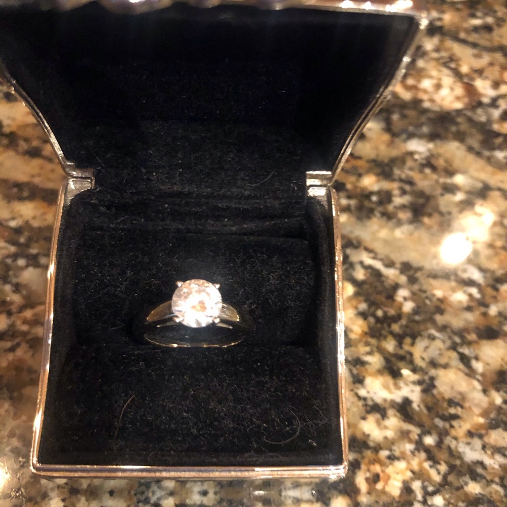 14K white gold engagement ring.  1.5 carat CZ